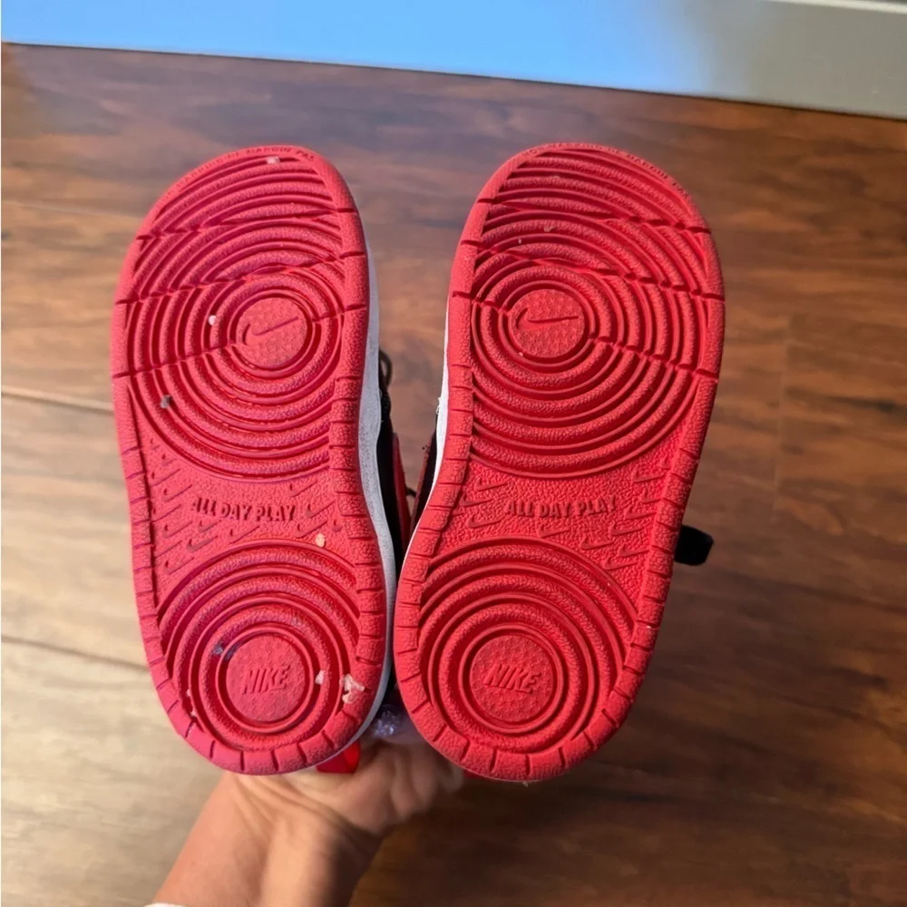Kids Nike Court Borough Red and Black Sneakers-Size 8
